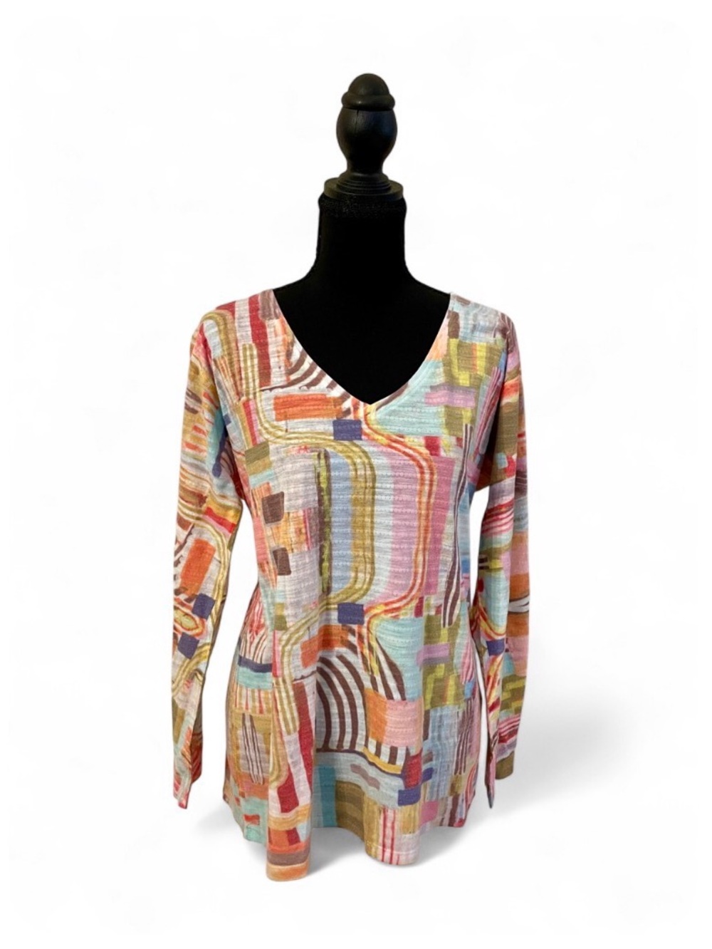 VTG Atelier5 Artsy Colorful Top Lightweight Shirt Art to Wear 2000s Made in USA